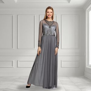 Robe Maxi élégante de qualité supérieure ornée à la main robe de soirée longue avec doublure douce et design étincelant pour les femmes tenues de fête - Product Image 2