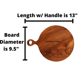 Tagliere rotondo in legno di Acacia e tagliere resistente, tavola in legno naturale artigianale per la preparazione della cucina, <span class=keywords><strong>macelleria</strong></span> e servizio - Product Image 2
