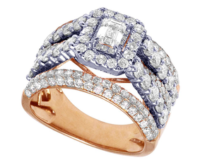 Anillo llamativo de moissanita de plata chapada en oro rosa con centro de corte esmeralda, joyería de moissanita nupcial de dos tonos - Product Image 4