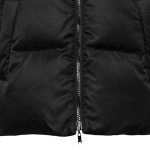 Doudoune de grande taille pour hommes, couleur noire, fermeture éclair complète, col montant, tenue décontractée, coupe-vent, avec trois poches - Product Image 4