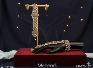 ชุด mehendi panja โบราณที่สง่างามสำหรับผู้หญิงเครื่องประดับเจ้าสาวทำด้วยมือที่สมบูรณ์แบบสำหรับงานแต่งงานและงานเทศกาล - Product Image 3