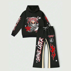 Conjunto Deportivo de Invierno para Hombre, Personalizado con Impresión DTG, Sudadera con Capucha y Estampado de Letras y Números, Pantalones Acampanados, Conjunto Casual de 2 Piezas, 100% - Product Image 1