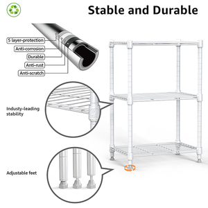 MZG Wholesale Small 3 Tiers Storage Metal NSF <b>Shelving</b> Adjustable Steel Chrome <b>Wire</b> Shelf <b>Rack</b> Unit - Product Image 4