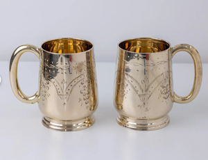 แก้วเบียร์ทองเหลืองเคลือบเงา2ชิ้นสไตล์วินเทจแก้วกาแฟชาขัดเงาแก้วกาแฟทำจากโลหะสแตนเลส - Product Image 3