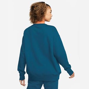 Sweat-shirt côtelé pour femme, coupe ample, col ras du cou, 80% coton, 20% Polyester recyclé, molleton côtelé, poignets et ourlet, bleu - Product Image 2