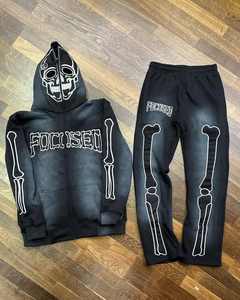 Pull à capuche personnalisé OEM pour hommes vieillis sérigraphie Streetwear en coton éponge de haute qualité pour l'automne - Product Image 3