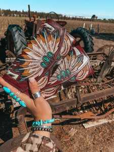 Nueva Llegada DE LA Pluma Mano Tooled Fur Leather Western Wallet Cartera de Cuero de Alta Calidad Herramientas de Mano Bolsa de Mensajero al Mejor Precio - Product Image 5