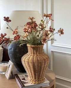 Florero de mimbre grande y alto con acabado tejido elegante para la decoración de la entrada de las esquinas de la sala de estar - Product Image 6