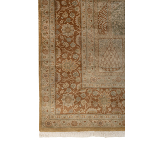 Alfombra de Seda Anudada a Mano con Diseño Floral Gulmarg, Rectangular, Roja y Naranja, para Sala de Estar, Modelo Puzzle-ASL-1505 - Product Image 4