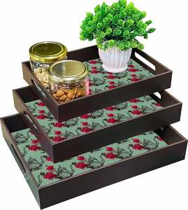 HF ถาดไม้อเนกประสงค์แบบหลายสี3-Pcs สำหรับจัดแสดงอาหารเช้าและอาหารเย็น - Product Image 1