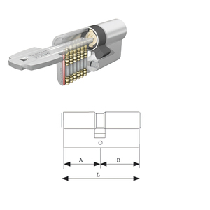 Cilindro di sicurezza Tesa T60 /30x30 nichelato con camma corta - Product Image 1