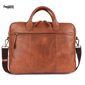 Genuine Leather Business Briefcases Men 14 inch Laptop Bags Men Leather Messenger Bag Leather Men Briefcase - Product Image 1