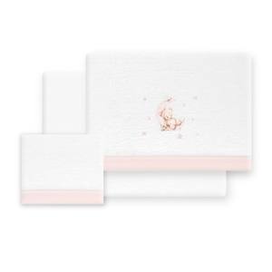 Ensemble de literie 3 pièces modèle Oso-Luna pour lit bébé, tissu polaire tissé corail avec motif de personnages, incroyablement doux et confortable ! - Product Image 1