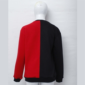 Sweat-shirt pour femme de haute qualité avec un design moderne à blocs de couleur noir et rouge à moitié et à moitié, 280 320 GSM, streetwear décontracté - Product Image 3