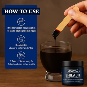 Etiqueta privada Resina pura de shilajit del Himalaya seca al sol Resina de shilajit de grado premium Fuente de más de 19000 pies en embalaje de 50g - Product Image 5