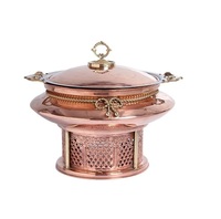 Chauffe-plats en laiton de style luxueux, chauffe-plats en or, alimenté au gaz, capacité de 8 L, électrique pour les hôtels, les mariages, les buffets, le service de nourriture