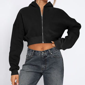 Sweat à capuche zippé personnalisé Y2K pour femmes Streetwear Zipper Sweats à capuche courts de luxe unis de haute qualité - Product Image 6