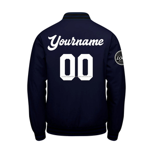 Veste universitaire à col montant style rétro en laine et cuir avec logos d'équipe brodés MCACVJ22 - Product Image 3