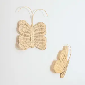 Adorable Butterfly Rattan Wall Hanging Decoration Baby Nursery Rattan Mounted Wall Collection