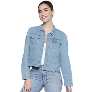 Veste en jean tricotée décontractée surdimensionnée pour femme OEM avec rembourrage en coton, veste d'hiver écologique pour femmes - Product Image 1