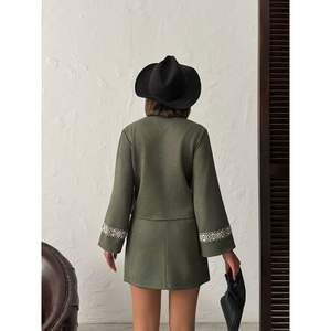 Topshow Women's for Scuba <b>Suede</b> Zip-Up <b>Jacket</b> with Striped Detail - Product Image 2