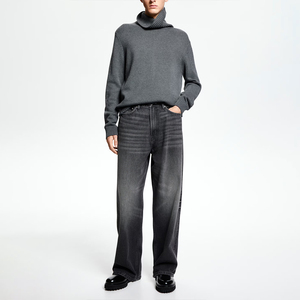 กางเกงยีนส์ทรงพอดีตัวสำหรับผู้ชายกางเกงยีนส์ขาตรงมีรอยขาดทรงสกินนี่แนวลำลองมีสไตล์ทันสมัย - Product Image 2