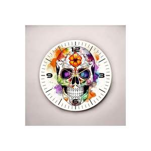 Colorido patrón de cabeza seca número Reloj de pared de madera 50cm Mesa silenciosa regalo colorido impreso patrón de cabeza seca Reloj de pared - Product Image 5