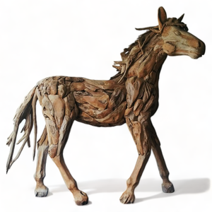 Artisanat Décorations Extérieures Meubles En Bois Racine De Teck Cheval Statue artisanat Bois Flotté Sculpture Jardin Grand Cheval En Bois - Product Image 1