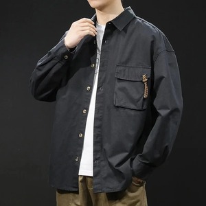Veste d'hiver à carreaux en flanelle doublée de laine pour hommes avec bouton Veste à capuche à manches longues manteau pull pour hommes veste de style moto - Product Image 1