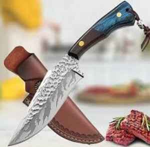 Hermoso cuchillo Bushcraft de acero de Damasco de 8 pulgadas, mango de madera de Color Vengai, forjado a mano, hecho a mano para Camping, caza, alto OEM - Product Image 3