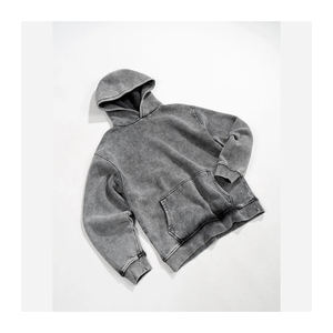 Pull-over personnalisé en polaire délavée à l'acide pour hommes, manches longues, fermeture à glissière avec motif solide, techniques de teinture unie - Product Image 3