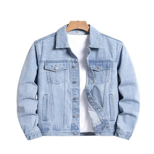 2025 <b>Custom</b> Solid Blue <b>Denim</b> <b>Jacket</b> for Men Premium Quality Winter Canvas with <b>Custom</b> Designs New Collection - Product Image 1