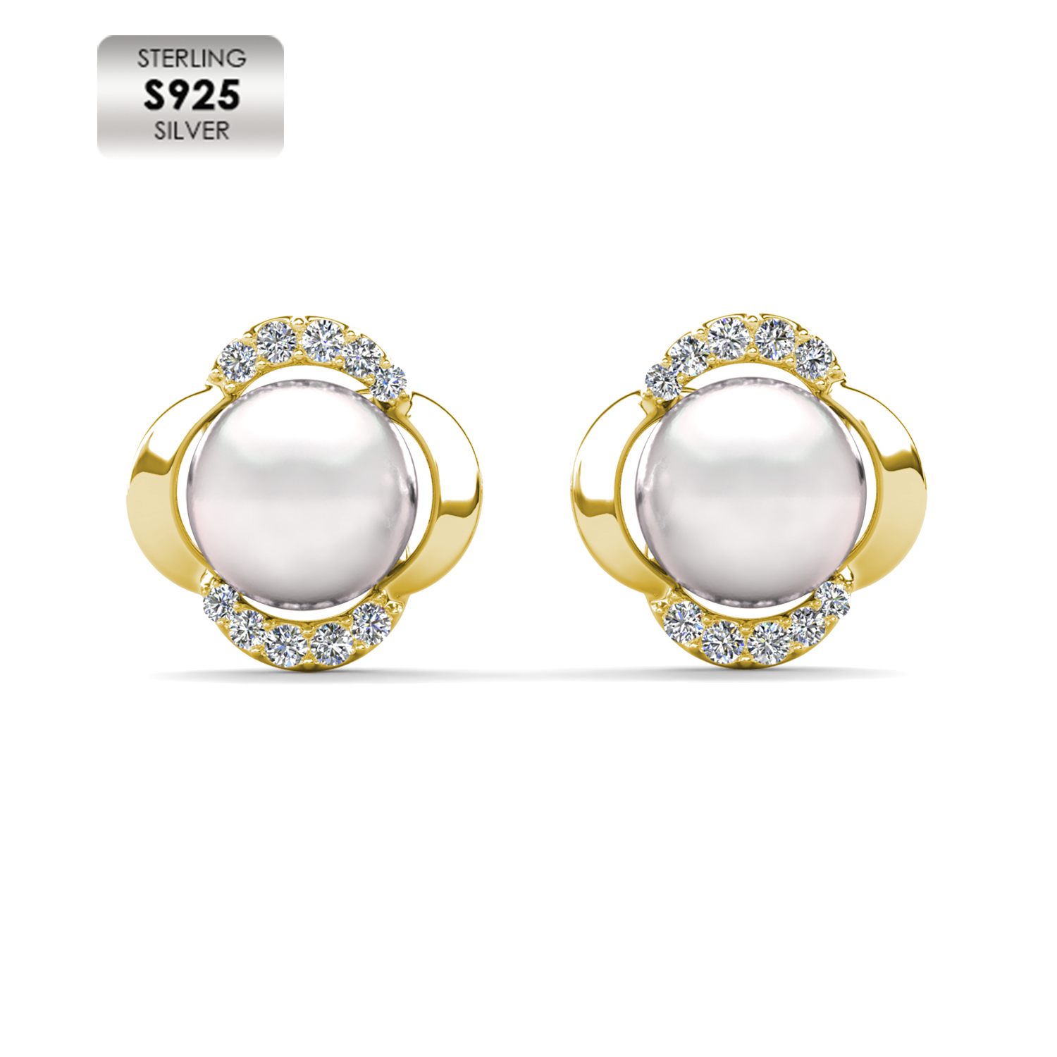 S925 With 18k Yellow Gold Plated Luxury Earrings