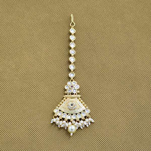 Mayoristas de joyería de moda en India antiguo Meenakari Tikka con chapado en oro mate - Product Image 3