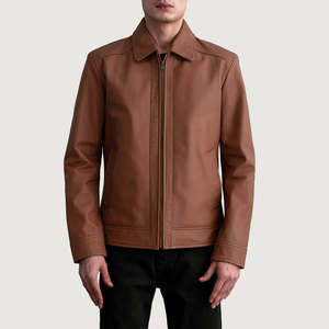 Chaqueta de Cuero Moderna con Cierre y Cuello Alto para Hombre, Ajuste Moderno, Cómoda, Ligera y de Alta Calidad - Product Image 6