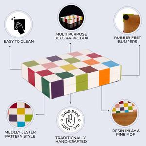 Caja de Joyería Rectangular Personalizada con Incrustaciones de Hueso, Ecológica y Hecha a Mano, Elegante Caja de Almacenamiento y Recuerdos - Product Image 3