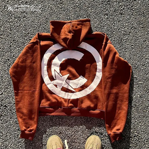 Zip up Hoodie Hombres Custom Distressed Applique Patch Bordado Vintage Acid Washed Men Hoodies - Product Image 6