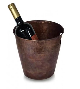 Cubo de Hielo Hecho a Mano para Celebraciones, Bodas, Cobre Martillado a Mano, Aspecto Antiguo, 24 cm - 9.4 Pulgadas, Diseño Vintage y Auténtico - Product Image 5