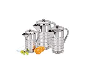 Juego de Jarras para Agua y Jugo de Acero Inoxidable, Aptas para Lavavajillas, Ecológicas, con Tapa y Asa (Juego de 3 con Acabado Espejo) - Product Image 1