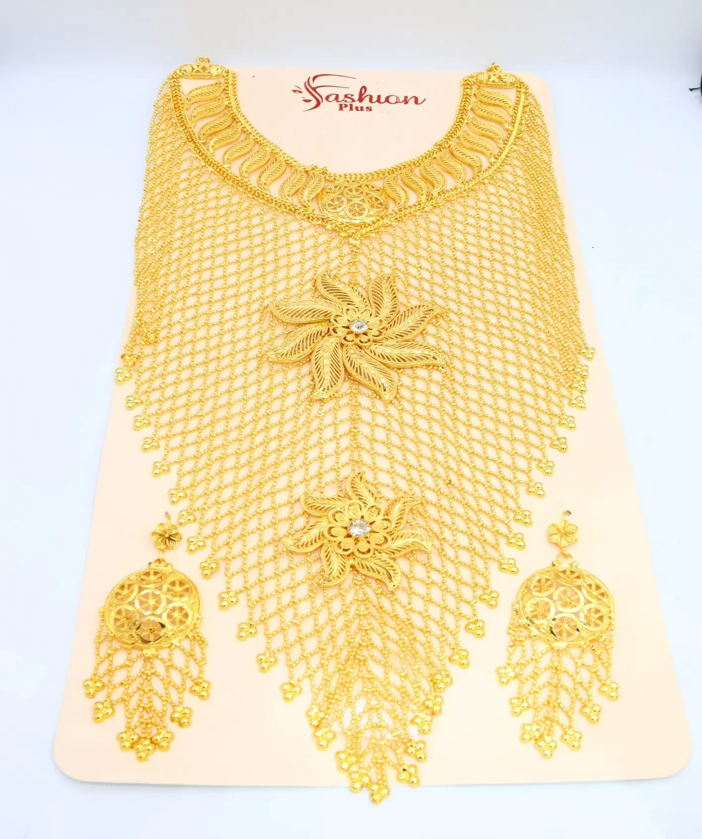 Conjunto de joias banhadas a ouro 18k, estilo indiano, casamento, coleção