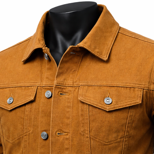 Chaqueta vaquera marrón para hombre, estilo clásico, tipo camionero, con botones, informal, estilo urbano, OEM, personalizada, al por mayor - Product Image 4