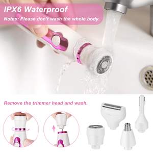 Rasoir électrique pour femmes à double lame, portable, lavable, pour l'épilation du visage, du corps, de la ligne du bikini, des sourcils, des aisselles, IPX7, livré avec un sac - Product Image 4