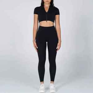 Custom High-Quality Women's Yoga Workout Set <b>Crop</b> Top & Fitness Activewear Gym Clothing with Logo - Product Image 1