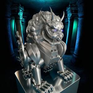 Statue <span class=keywords><strong>de</strong></span> Bête Gardienne Lumineuse LED Personnalisée Centre Commercial Photo Spot Miroir Finition Chromée <span class=keywords><strong>Fibre</strong></span> <span class=keywords><strong>de</strong></span> <span class=keywords><strong>Verre</strong></span> Cyber Lion Sculpture - Product Image 4