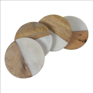 2023 vente chaude caboteur en bois d'acacia blanc hexagone rond carré personnalisation tasse caboteur sous-verres en bois et en marbre pour boissons - Product Image 6