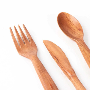 Modern <b>Flatware</b> Set Classical Cutlery Set for Hotel Restaurant Wedding Small Spoon Wood Spoon Soup Spoon - Product Image 6
