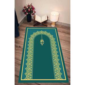 Tapis de prière islamique bleu : Décoration de mosquée, tapis de culte, tapis imprimé, tapis fin non tissé - Product Image 2