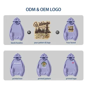 100% coton gris lourd polaire sans ficelle bouton pression sweats à capuche surdimensionnés avec poche hommes - Product Image 6