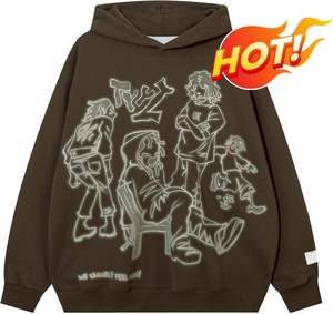 เสื้อแจ็กเก็ตมีฮู้ดลายกราฟิกไซส์ใหญ่พิเศษสำหรับทุกเพศเสื้อสเวตเชิ้ตแบบสวมหัวสำหรับซักกรดแบบวินเทจออกแบบโลโก้ได้ตามที่ต้องการ - Product Image 6