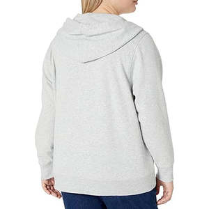 Sweat à capuche gris clair pour femme avec fermeture éclair |   Veste en polaire douce à fermeture éclair intégrale |   Sweat-shirt à capuche uni, streetwear d'hiver - Product Image 3
